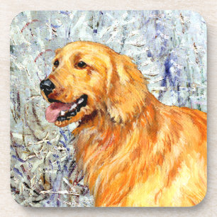 Golden Retriever im Winter Untersetzer