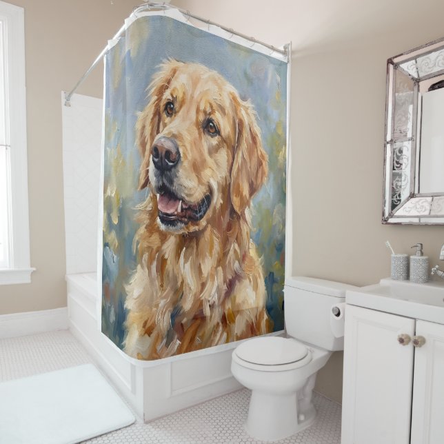 Golden Retriever Impressionist Kunst Duschvorhang (Beispiel)
