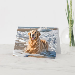 Golden Retriever in Beach Wave Karte