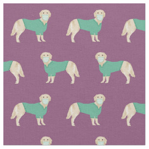 Golden Retriever in den Skulpturen lila Muster Stoff