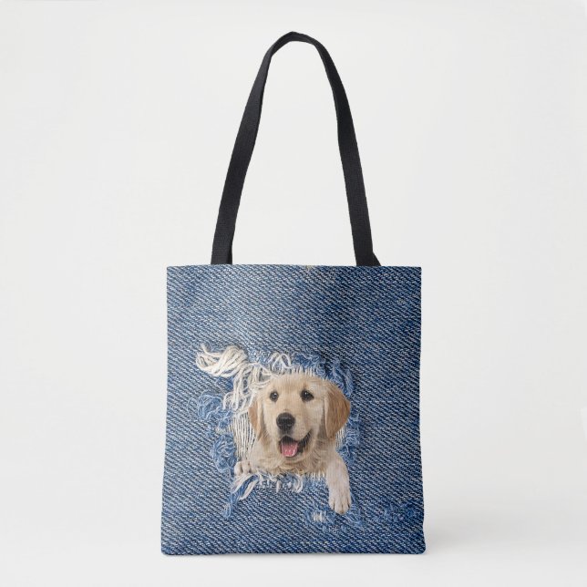 Golden Retriever in Denim Hole (Vorderseite)