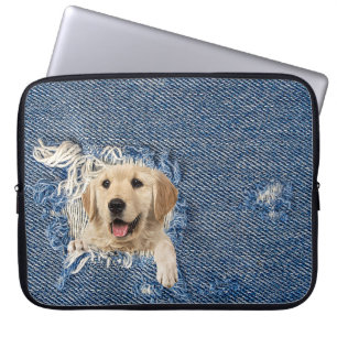 Golden Retriever in Denim Hole Laptopschutzhülle