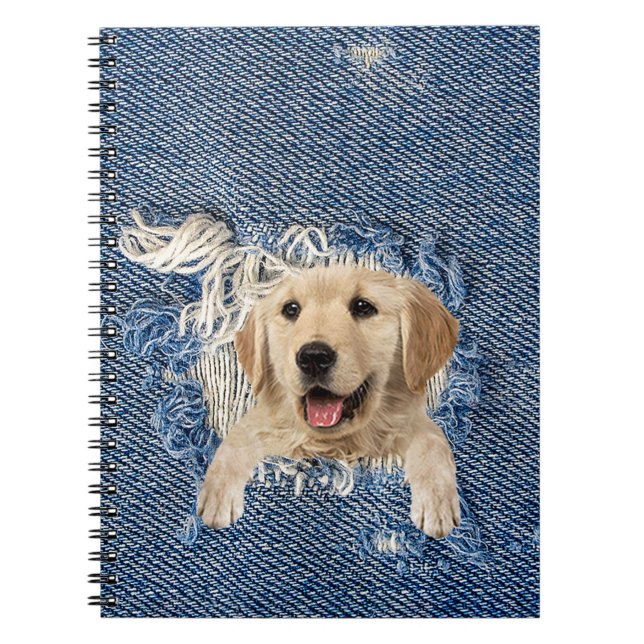 Golden Retriever in Denim Hole Notizblock (Vorderseite)