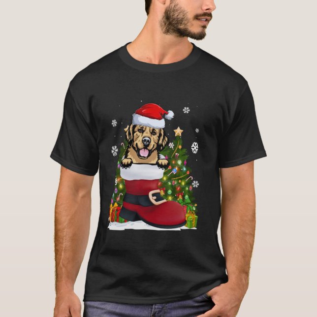 Golden Retriever in der ShowWeihnachtsmannmütze We T-Shirt (Vorderseite)