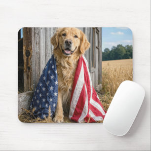 Golden Retriever in eine amerikanische Flagge gehü Mousepad
