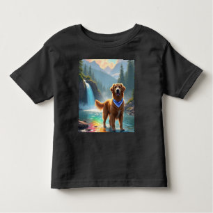 Golden Retriever in Fantasy Rainbow River Kleinkind T-shirt