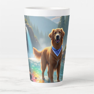 Golden Retriever in Fantasy Rainbow River Milchtasse