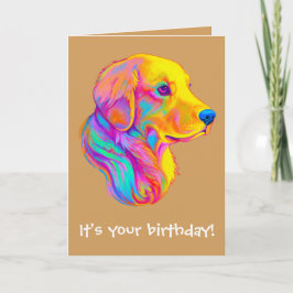Golden retriever in Farballes Gute zum Geburtstag Karte