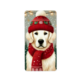 Golden Retriever in Festive Sweater - Cozy Christm Adressaufkleber