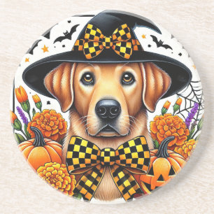 Golden Retriever in Hexenhut von Pumpkins Getränkeuntersetzer