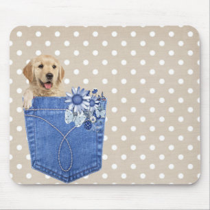 Golden Retriever in Jean Pocket Mousepad