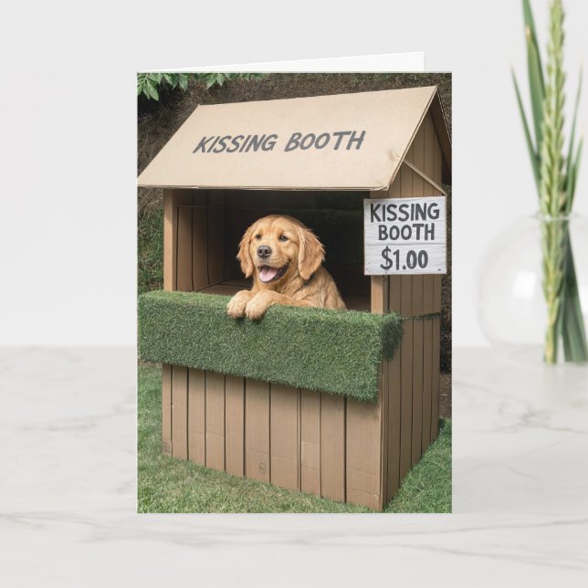 Golden Retriever in Kissing Booth Karte (Vorderseite)