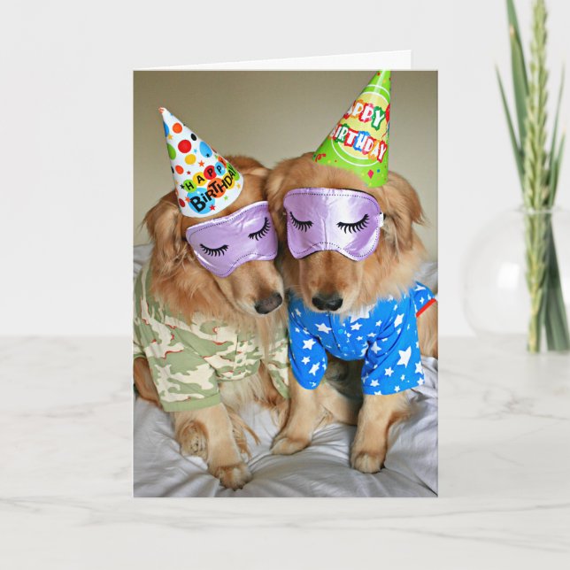 Golden Retriever in Pajamas Geburtstag Karte (Vorderseite)