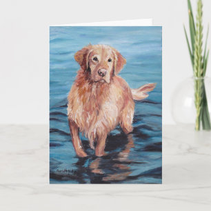 Golden Retriever in Water Dog Grußkarte Karte