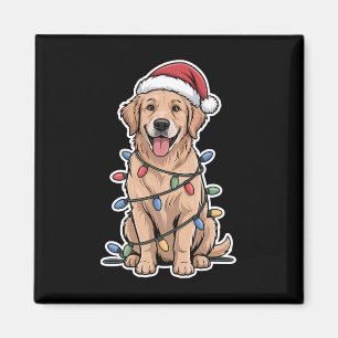 Golden Retriever in Weihnachtsbeleuchtung ummantel Magnet