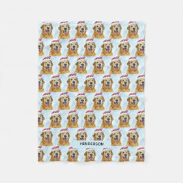 Golden Retriever in Weihnachtsmannmütze oder Custo Fleecedecke