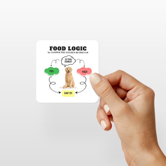 Golden Retriever Individuelle Name Food Logic Flow Quadratischer Aufkleber (Add name to customize. See collection for other items with same design.)