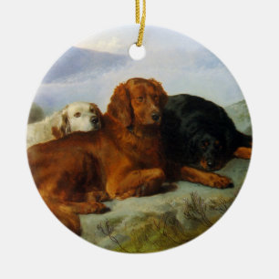 Golden Retriever, Irischer und Gordon Setter Schmu Keramikornament