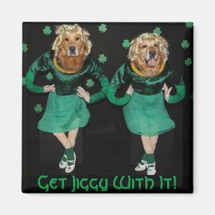 Golden Retriever Irish Stepdancers Getting Jiggy Magnet