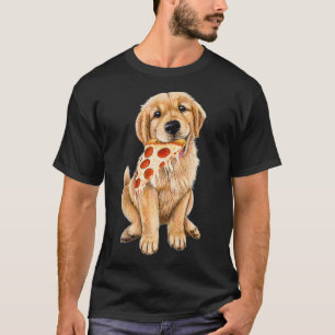 Golden Retriever isst Pizza Welpe mit einer Scheib T-Shirt