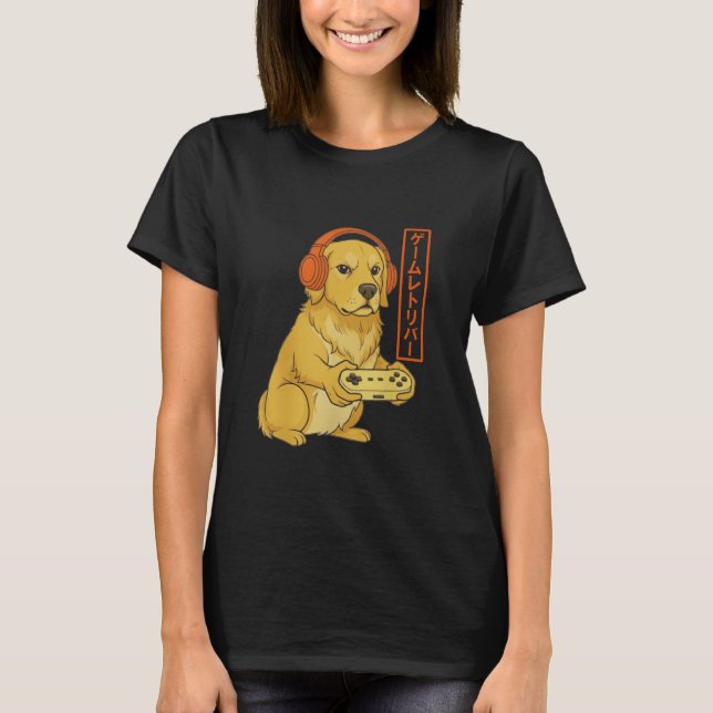 Golden Retriever Japanese Gamer Men Boy Funny Vide T-Shirt (Vorderseite)
