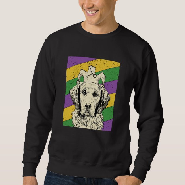 Golden Retriever Jester Mardi Gras Dog Mom or Dad Sweatshirt (Vorderseite)