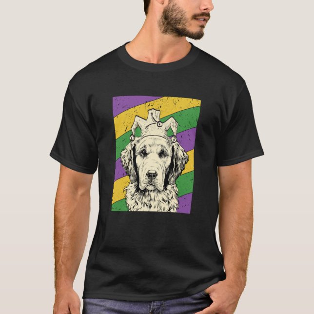 Golden Retriever Jester Mardi Gras Dog Mom or Dad T-Shirt (Vorderseite)