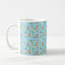 Golden Retriever Kaffeetasse Frühling Floral Kawai