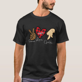 Golden Retriever Kariert Peace Liebe Niedlich Dog T-Shirt