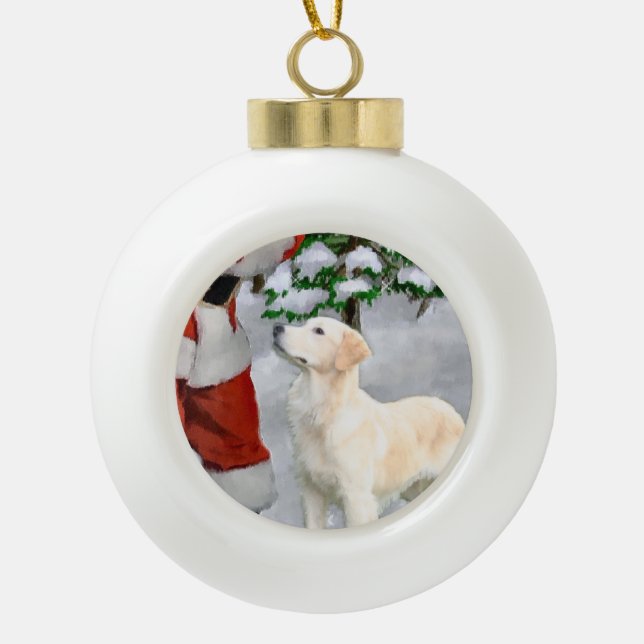 Golden Retriever Keramik Kugel-Ornament (Vorderseite)