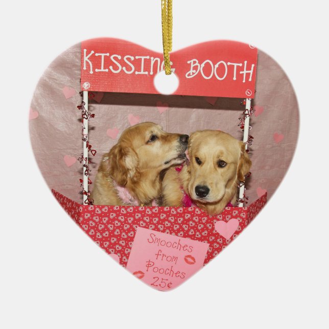 Golden Retriever Kissing Booth Keramik Ornament (Vorne)