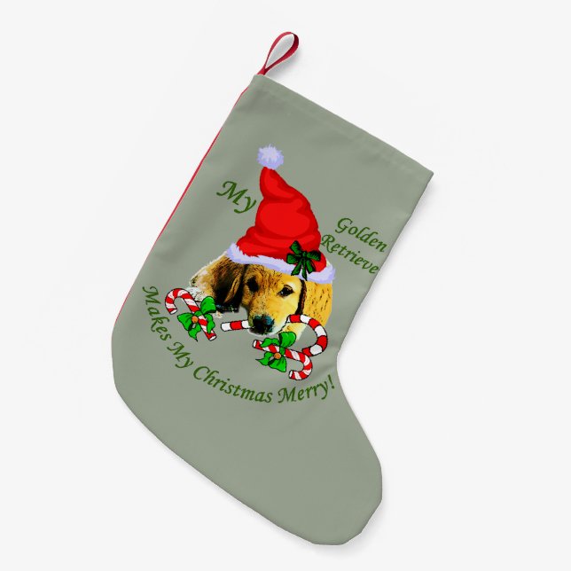 Golden Retriever Kleiner Weihnachtsstrumpf (Vorderansicht (hängend))