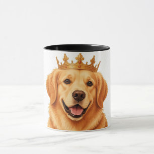 Golden Retriever König Porträt – Süßer Hund mit Kr Tasse