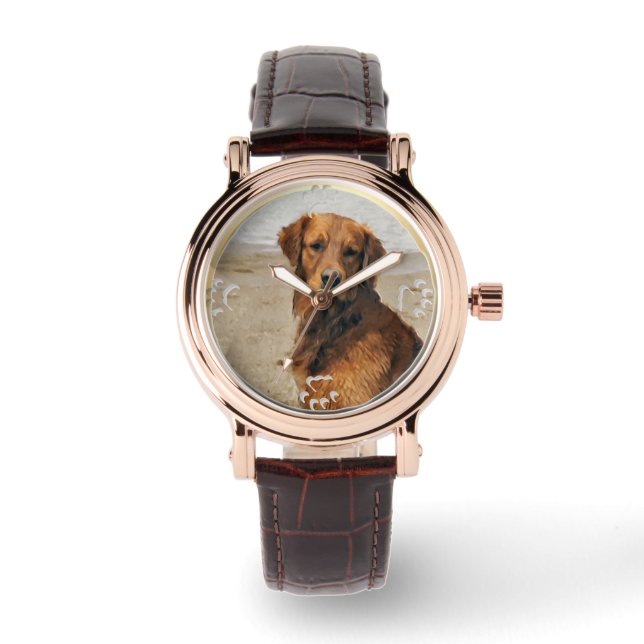 Golden Retriever Kunst, Dichtung und Musik Armbanduhr (Vorderseite)