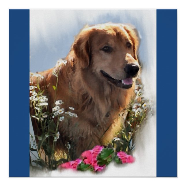 Golden Retriever Kunst Geschenke Poster (Vorderseite)