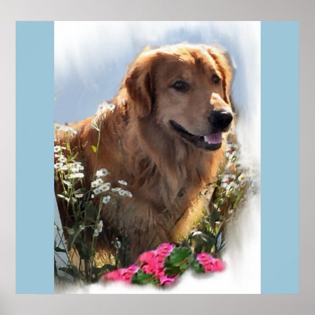 Golden Retriever Kunst Geschenke Poster (Vorne)