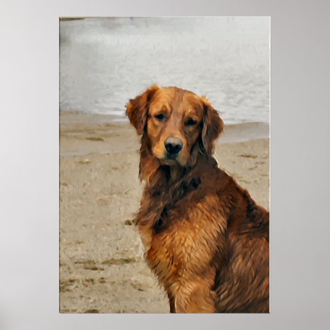 Golden Retriever Kunst Geschenke Poster (Vorne)