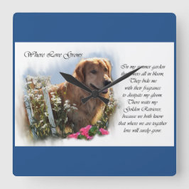 Golden Retriever Kunst Geschenke Quadratische Wanduhr
