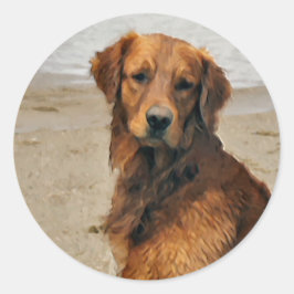 Golden Retriever Kunst Geschenke Runder Aufkleber