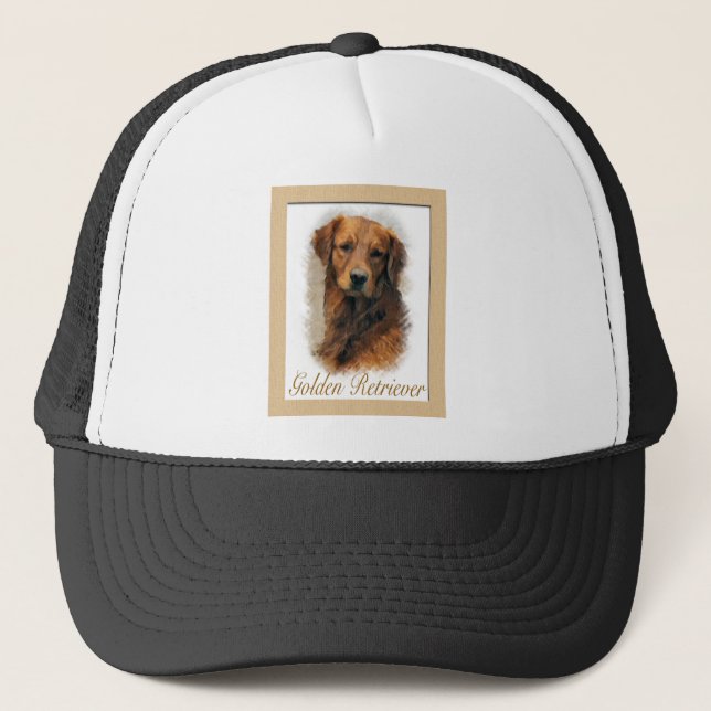 Golden Retriever Kunst Geschenke Truckerkappe (Vorderseite)