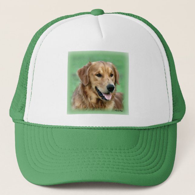 Golden Retriever Kunst Geschenke Truckerkappe (Vorderseite)