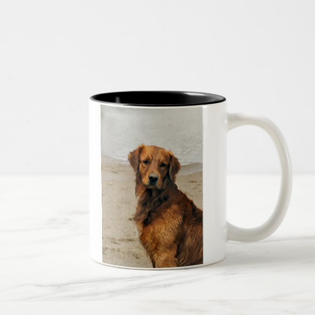 Golden Retriever Kunst Geschenke Zweifarbige Tasse (Rechts)