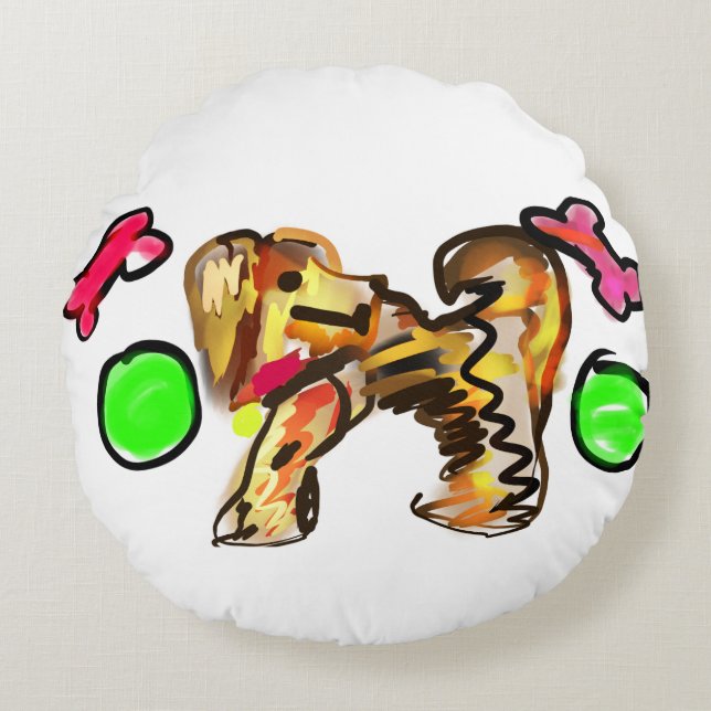 Golden Retriever Kunst Rundes Kissen (Vorderseite)