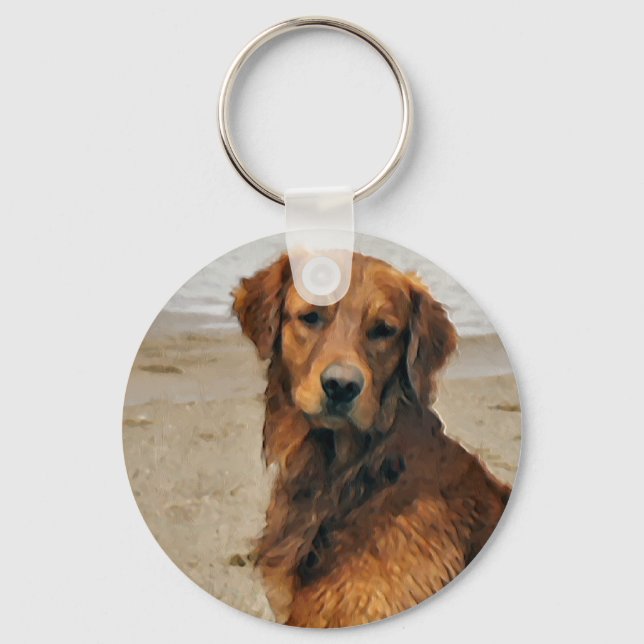 Golden Retriever Kunstgeschenke Schlüsselanhänger (Vorderseite)