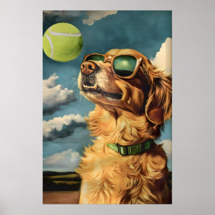 Golden Retriever Kunstprint Lustiger Hund mit Poster