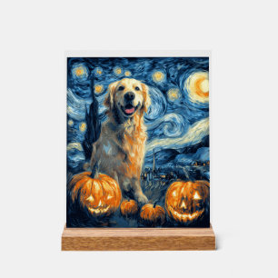 Golden Retriever Kürbis Sternennacht Hundemama Van Acrylschild