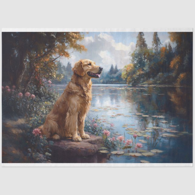 Golden Retriever Lake Liverpool Decoupage Seidenpapier (Vorderseite)