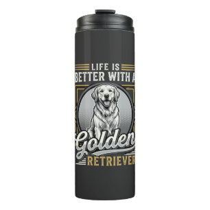 Golden Retriever Leben ist besser Hund Thermosbecher