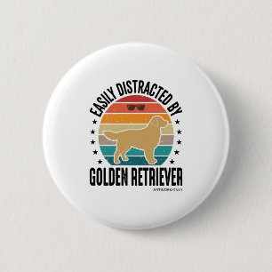 Golden Retriever Leicht Ablenkbar Vintage Hund Des Button