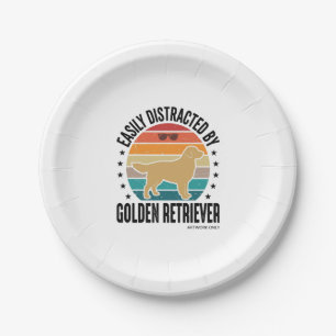 Golden Retriever Leicht Ablenkbar Vintage Hund Des Pappteller
